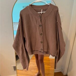 Free People Taupe Knit Cardigan